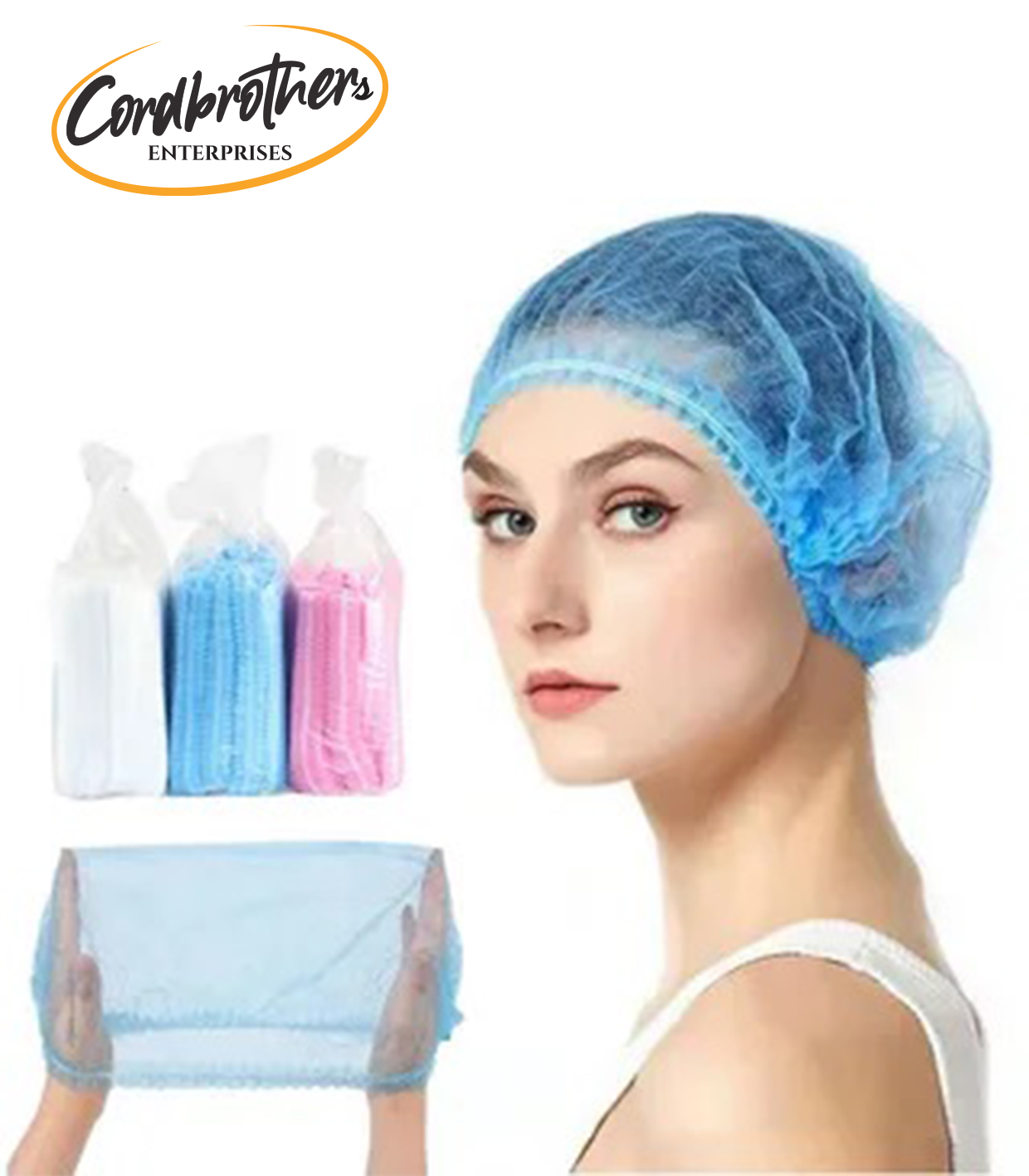Disposable hairnets white/blue
